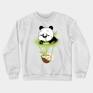 Panda bear enjoys a tropical cocktail Crewneck Sweatshirt